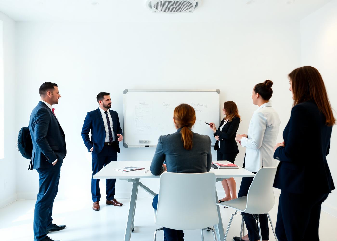 Professionals collaborating during a corporate training workshop